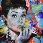 Audrey Hepburn "Breakfast at Tiffanys" - 60" x 48" - Acrylic on Canvas Available as Hand Painted Multiple Original Ltd. Ed.